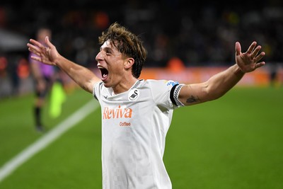 291025 - Swansea City v Manchester City - Carabao Cup Round 4 - Goncalo Franco of Swansea City celebrates scoring a goal