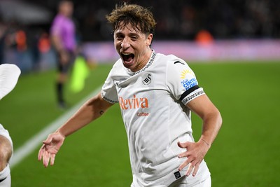 291025 - Swansea City v Manchester City - Carabao Cup Round 4 - Goncalo Franco of Swansea City celebrates scoring a goal