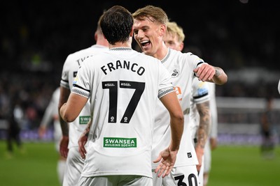 291025 - Swansea City v Manchester City - Carabao Cup Round 4 - Goncalo Franco of Swansea City celebrates scoring a goal with team mates