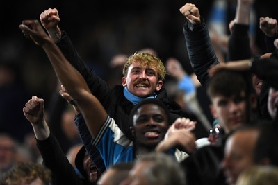 291025 - Swansea City v Manchester City - Carabao Cup Round 4 - Manchester City fans after Jeremy Doku scores the equalising goal