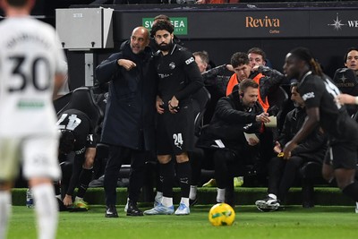 291025 - Swansea City v Manchester City - Carabao Cup Round 4 - Pep Guardiola, Manchester City Manager with Josko Gvardiol of Manchester City
