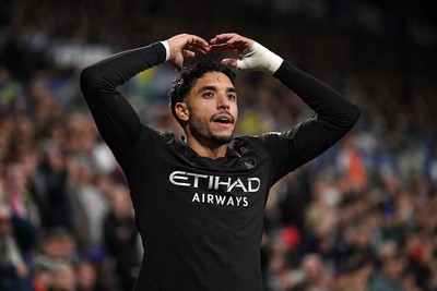291025 - Swansea City v Manchester City - Carabao Cup Round 4 - Omar Marmoush of Manchester City celebrates scoring a goal