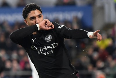 291025 - Swansea City v Manchester City - Carabao Cup Round 4 - Omar Marmoush of Manchester City celebrates scoring a goal