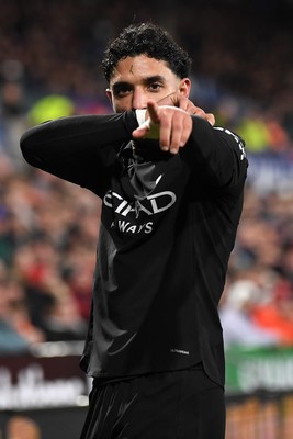 291025 - Swansea City v Manchester City - Carabao Cup Round 4 - Omar Marmoush of Manchester City celebrates scoring a goal