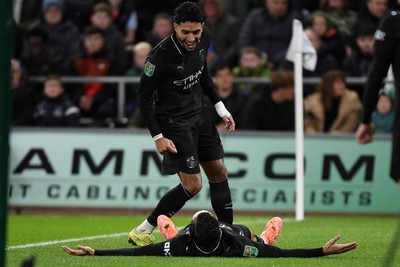 291025 - Swansea City v Manchester City - Carabao Cup Round 4 - Rayan Cherki of Manchester City celebrates scoring a goal