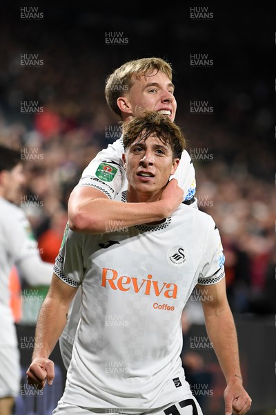 291025 - Swansea City v Manchester City - Carabao Cup Round 4 - Goncalo Franco of Swansea City celebrates scoring a goal with team mates
