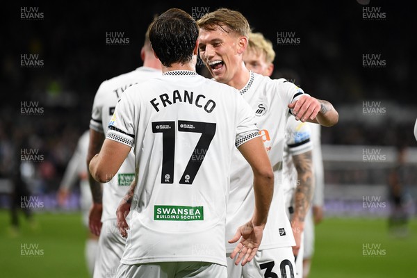 291025 - Swansea City v Manchester City - Carabao Cup Round 4 - Goncalo Franco of Swansea City celebrates scoring a goal with team mates