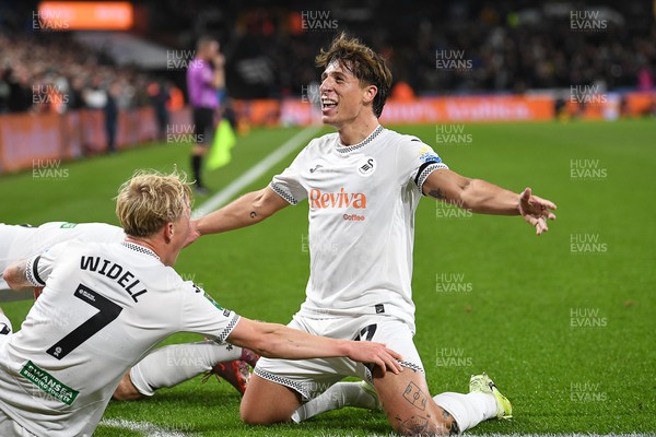 291025 - Swansea City v Manchester City - Carabao Cup Round 4 - Goncalo Franco of Swansea City celebrates scoring a goal