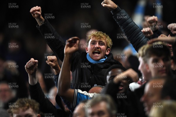 291025 - Swansea City v Manchester City - Carabao Cup Round 4 - Manchester City fans after Jeremy Doku scores the equalising goal