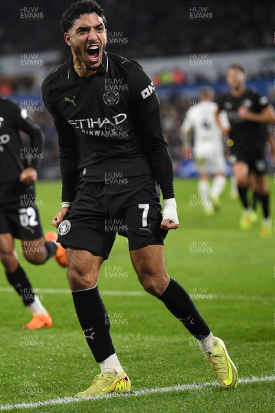 291025 - Swansea City v Manchester City - Carabao Cup Round 4 - Omar Marmoush of Manchester City celebrates scoring a goal