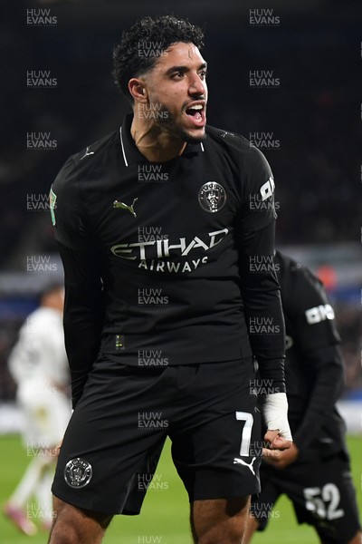 291025 - Swansea City v Manchester City - Carabao Cup Round 4 - Omar Marmoush of Manchester City celebrates scoring a goal