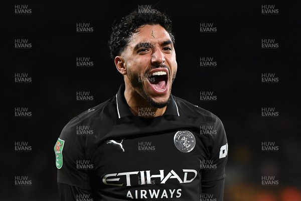 291025 - Swansea City v Manchester City - Carabao Cup Round 4 - Omar Marmoush of Manchester City celebrates scoring a goal