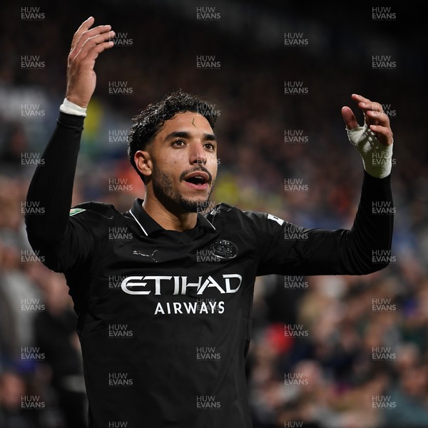 291025 - Swansea City v Manchester City - Carabao Cup Round 4 - Omar Marmoush of Manchester City celebrates scoring a goal