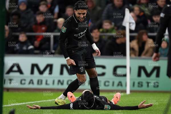 291025 - Swansea City v Manchester City - Carabao Cup Round 4 - Rayan Cherki of Manchester City celebrates scoring a goal