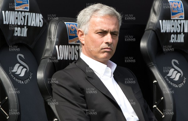 190817 - Swansea City v Manchester United, Premier League - Manchester United manager Jose Mourinho at the start of the match