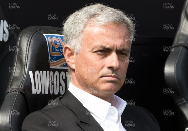190817 - Swansea City v Manchester United, Premier League - Manchester United manager Jose Mourinho at the start of the match