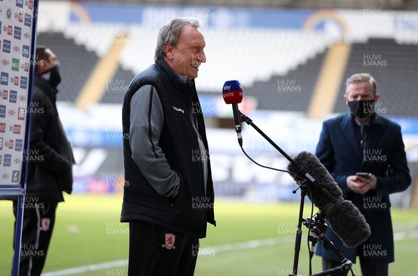060321 - Swansea City v Middlesbrough - SkyBet Championship - Middlesbrough Manager Neil Warnock speaks to the media before the game