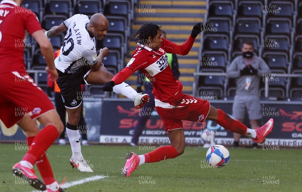 060321 - Swansea City v Middlesbrough - SkyBet Championship - Andre Ayew of Swansea City scores the first goal of the game