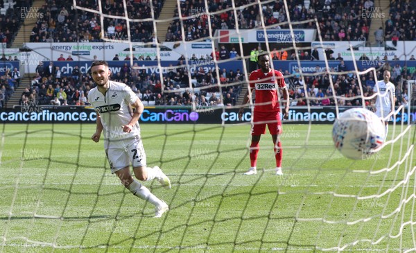 060419 - Swansea City v Middlesbrough, Premier League - Matt Grimes of Swansea City scores from the penalty spot