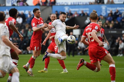 060426 - Swansea City v Middlesbrough - Sky Bet Championship - Zan Vipotnik of Swansea City has a shot on goal