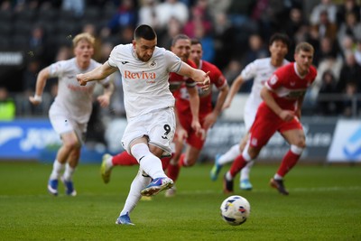 060426 - Swansea City v Middlesbrough - Sky Bet Championship - Zan Vipotnik of Swansea City scores from the penalty spot to equalise the game