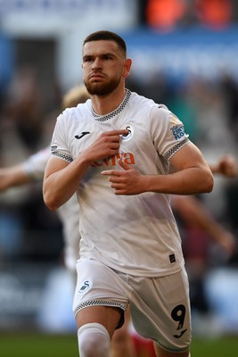 060426 - Swansea City v Middlesbrough - Sky Bet Championship - Zan Vipotnik of Swansea City scores from the penalty spot to equalise the game