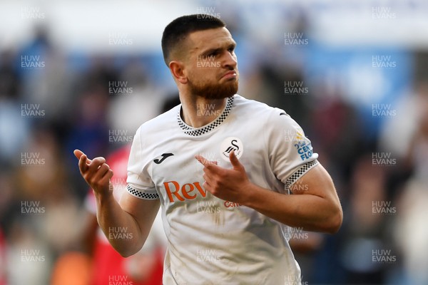 060426 - Swansea City v Middlesbrough - Sky Bet Championship - Zan Vipotnik of Swansea City celebrates scoring his second goal from the penalty spot