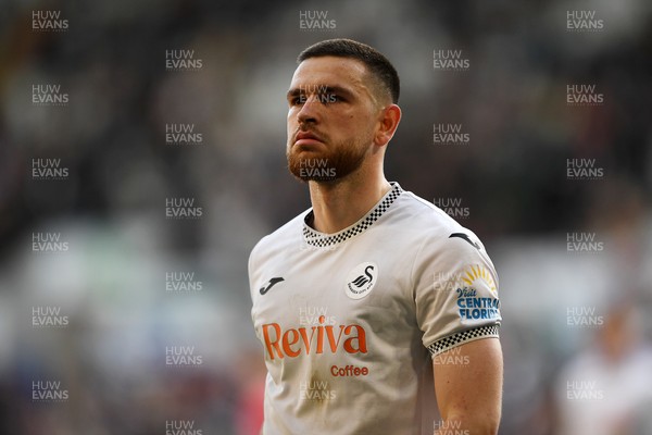 060426 - Swansea City v Middlesbrough - Sky Bet Championship - Zan Vipotnik of Swansea City celebrates scoring his second goal from the penalty spot
