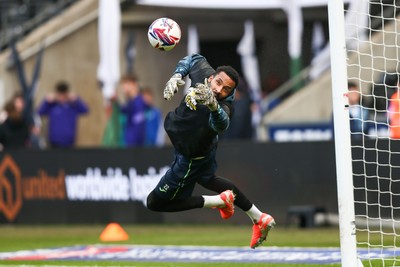 080325 - Swansea City v Middlesbrough - Sky Bet Championship - Lawrence Ian Vigouroux of Swansea City during the warm up