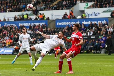 080325 - Swansea City v Middlesbrough - Sky Bet Championship - Zan Vipotnik of Swansea City shoots at goal