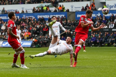 080325 - Swansea City v Middlesbrough - Sky Bet Championship - Zan Vipotnik of Swansea City shoots at goal