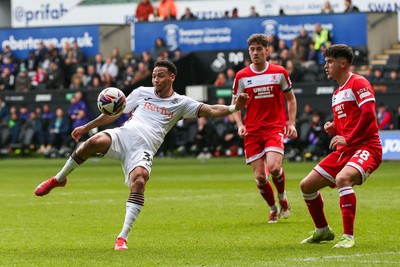 080325 - Swansea City v Middlesbrough - Sky Bet Championship - Ronald Pereira Martin of Swansea City shoots at goal