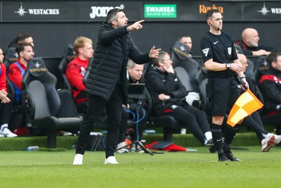 080325 - Swansea City v Middlesbrough - Sky Bet Championship - Swansea City interim manager Alan Sheehan gestures