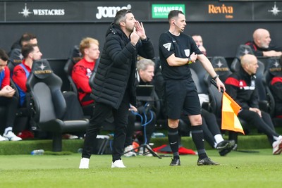 080325 - Swansea City v Middlesbrough - Sky Bet Championship - Swansea City interim manager Alan Sheehan gestures