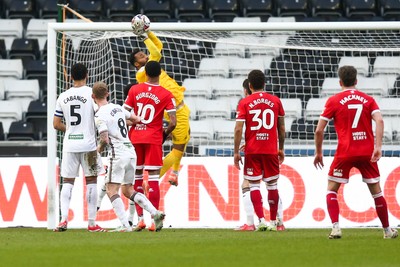 080325 - Swansea City v Middlesbrough - Sky Bet Championship - Lawrence Ian Vigouroux of Swansea City catches the ball from a corner