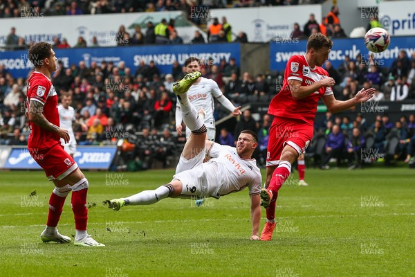 080325 - Swansea City v Middlesbrough - Sky Bet Championship - Zan Vipotnik of Swansea City shoots at goal