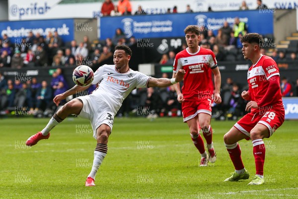 080325 - Swansea City v Middlesbrough - Sky Bet Championship - Ronald Pereira Martin of Swansea City shoots at goal