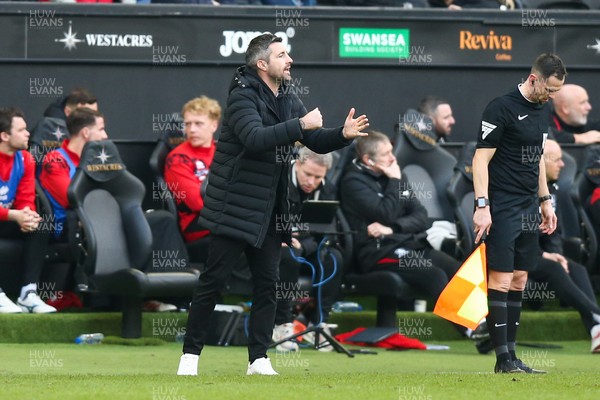 080325 - Swansea City v Middlesbrough - Sky Bet Championship - Swansea City interim manager Alan Sheehan gestures