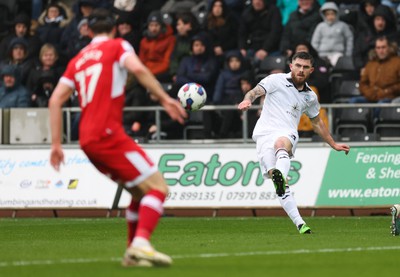 110323 - Swansea City v Middlesbrough, EFL Sky Bet Championship - Ryan Manning of Swansea City crosses the ball