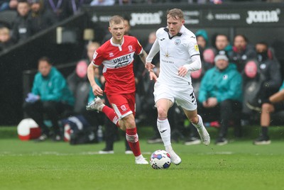 110323 - Swansea City v Middlesbrough, EFL Sky Bet Championship - Ollie Cooper of Swansea City presses forward