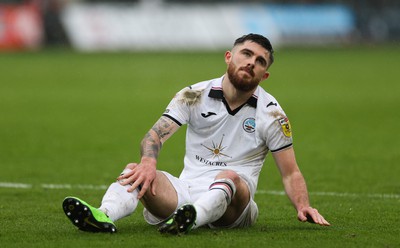 110323 - Swansea City v Middlesbrough, EFL Sky Bet Championship - Ryan Manning of Swansea City reacts after missing a chance to score