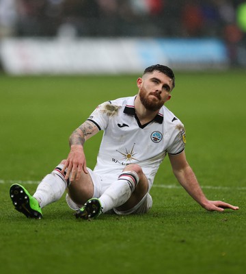 110323 - Swansea City v Middlesbrough, EFL Sky Bet Championship - Ryan Manning of Swansea City reacts after missing a chance to score