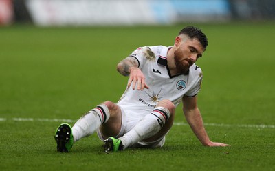 110323 - Swansea City v Middlesbrough, EFL Sky Bet Championship - Ryan Manning of Swansea City reacts after missing a chance to score