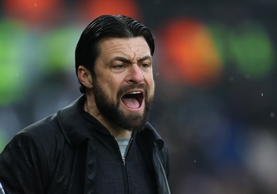 110323 - Swansea City v Middlesbrough, EFL Sky Bet Championship - Swansea City head coach Russell Martin reacts during the match