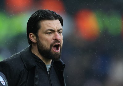 110323 - Swansea City v Middlesbrough, EFL Sky Bet Championship - Swansea City head coach Russell Martin reacts during the match