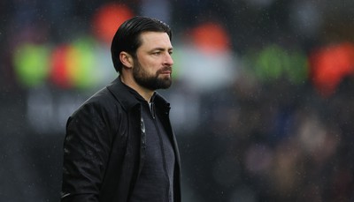 110323 - Swansea City v Middlesbrough, EFL Sky Bet Championship - Swansea City head coach Russell Martin reacts during the match