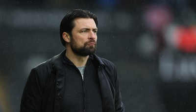 110323 - Swansea City v Middlesbrough, EFL Sky Bet Championship - Swansea City head coach Russell Martin reacts during the match