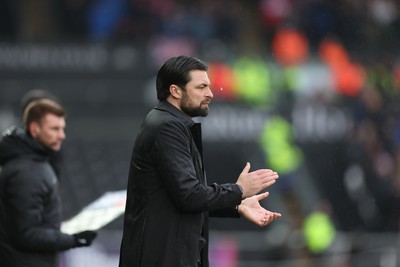 110323 - Swansea City v Middlesbrough, EFL Sky Bet Championship - Swansea City head coach Russell Martin reacts during the match