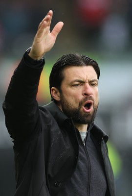 110323 - Swansea City v Middlesbrough, EFL Sky Bet Championship - Swansea City head coach Russell Martin reacts during the match