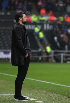 110323 - Swansea City v Middlesbrough, EFL Sky Bet Championship - Swansea City head coach Russell Martin looks on during the match